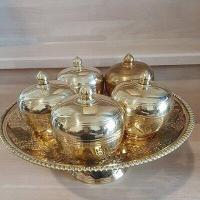 ราคา ชุดตลับทองเหลือง 4 นิ้ว กับพานโตกราศี กลางช้างนูน 13 นิ้ว (8059351767)