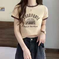 ราคา CUI YI SHOP เสื้อผ้าแบรนด์เนม ใหม่ เสื้อยืดครอปท็อป คอกลม แขนสั้น เข้ารูป สีตัดกัน สไตล์สาวหวาน สําหรับผู้หญิง (19862384102)