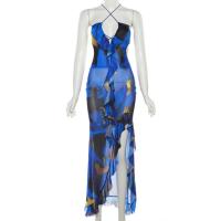 ราคา ชุดเดรสแม็กซี่ผู้หญิงพิมพ์ลายเชือกคล้องคอชุดยาว Vestidos คลับปาร์ตี้เซ็กซี่มีระบายเซ็กซี่ผ่าสูงเว้าหลังฤดูร้อนใหม่ (19884133817)