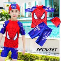 ราคา ชุดว่ายน้ำลายการ์ตูน Spider Manชุดว่ายน้ำสำหรับเด็กผู้ชาย3ชิ้น เซ็ต (12973027272)