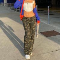 ราคา Camouflage Jeans Low Rise Jeans Women Baggy Fashion Straight Leg Pants Y2k Denim Trousers Green Vintage Mom Loose Low Waist Jean (12246260456)