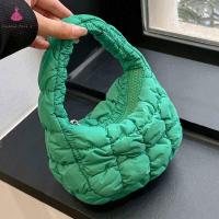 ราคา Women Small Tote Bag Fashion Pleated Female Purse Quilted Cloud Bag Lightweight Nylon Solid Color Commute Handbags (19898362036)