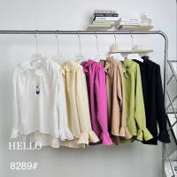 ราคา เสื้อคอกลมระบายรอบคอ พร้อมเชือกผูก ด้านหน้า ระบายปลายแขน ชายเสื้อผ่าข้าง แต่งหน้าสั้น หลังยาว 8289 (17641929533)