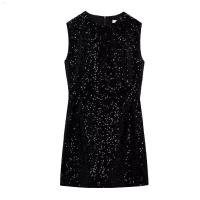 ราคา UR ZARA COS คอกลมแขนกุดกระโปรงเสื้อกั๊กกลิ่นหอมขนาดเล็กเลื่อมสีดำชุดเดรสสั้น9332976 (19958685476)