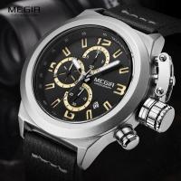 ราคา นาฬิกาข้อมือ นาฬิกาข้อมือชาย นาฬิกาข้อมือแฟชั่น สายหนังสีน้ำตาล MEGIR Watch รุ่น TG01 BR (394148278)