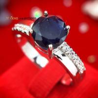 ราคา แหวนไพลิน แหวนเงินแท้ ชุบทองคำขาว พลอยไพลินแท้ YTG 7691 (17440766380)