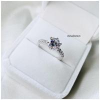 ราคา Iamsilver925แหวนเงินแท้ชุบทองคำขาวฝังเพชร Cubic Zirconia (17698167980)