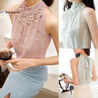 ราคา เสื้อชีฟองแขนกุดสีพื้นสําหรับผู้หญิง (16196061598)