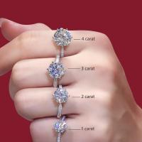 ราคา 925 sterling silver Moissanite ring Classic style Round Cut Ring Single Row Diamond Engagement Anniversary Ring 1ct 2ct 3ct (11772731665)