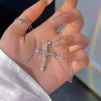 ราคา สร้อยคอไม้กางเขน สร้อยคอแฟชั่น ผู้หญิง สร้อยคอไม้กางเขนตกแต่ง เพชร (18038372103)