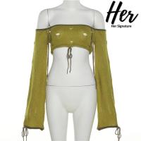 ราคา พร้อมส่ง ครอปสายฝอ ครอปแขนยาว เสื้อเว้าอก เสื้อโชว์อก เสื้อโชว์หลัง ปาดไหล่แขนยาว ครอปy2k เสื้อy2k เกาะอกสม็อค 3931 (17193146900)