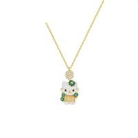 ราคา Swarovski HELLO KITTY Cute Fun Crystal Color Three Kinds of Matching Pendant Necklace Girlfriend Gift (19756595676)