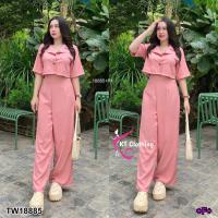 ราคา TW18885 Set 2 ชิ้น เสื้อเชิ้ตครอป กางเกงเอวสูง ขายาว (20475551031)