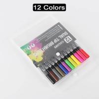 ราคา 12 24 36 Color Watercolor Art Drawing Markers Dual Tip Brush Pen Fineliner Pen for Student Calligraphy PaintingArt Supplies Set (20337546370)