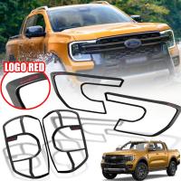ราคา ครอบไฟหน้า ครอบไฟท้าย รุ่น ฟอร์ด เรนเจอร์ FORD RANGER ปี 2022 2023 สีดำด้าน โลโก้แดง 4 ชิ้น (14013836541)