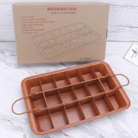 ราคา 1Pcs บราวนี่ถาดอบเค้กแม่พิมพ์กระทะอบไม่ติดตารางขนมปังอบหนาด้านล่างแข็งบราวนี่แพน บราวนี่กระทะนอนสติ๊กพร้อมตัวตัดในตัวไม่ติดกับตัวแบ่งถาดบราวนี่ทำจากเหล็กกล้าคาร์บอนสูง (15427167283)