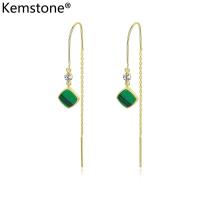 ราคา Kemstone 925เงินสเตอร์ลิงMalachiteคริสตัลสีเขียวชุบทองยาวต่างหูระย้าสำหรับหญิงเครื่องประดับของขวัญ (6648664320)