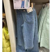 ราคา UNIQLO กางเกงยีนส์ขายาวสำหรับเด็กผู้หญิงกางเกงยีนส์ทรงหลวมกางเกงขาม้าตรงอ่อนหวานลมเย็นเอวสูง455859 (20348671000)