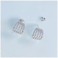 ราคา iamsilver925ต่างหูเงินแท้ชุบทองคำขาว แบบโค้งประดับเพชรczเกรดAAA (17698321007)