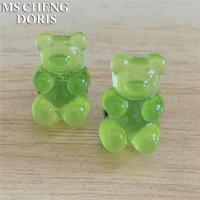ราคา Kids Candy Color Jelly Bear Stud Earrings Women Girl Cartoon Transparent Bear Barrette Fashion Cute Resin Gummy Bear Jewelry (11373937439)