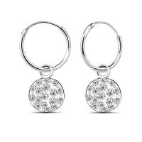 ราคา Silver thai Silver CZ White Paved Round Charm Hoop Earrings ต่างหูห่วงทรงกลมประดับเพชร CZ สีขาวเงินแท้925ขนาดไซร์ 12mm W x 20 mm H (14237764729)