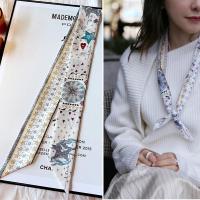ราคา New 100 mulberry silk scarf tied bag heavy 18 momme silk long strip ribbon versatile scarf decorative headband for women (19627886094)