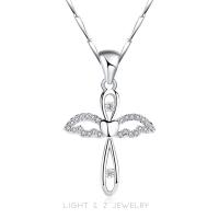 ราคา LIGHT Z โซ่กระดูกไหปลาร้าชุบ s925 จี้เงินข้ามหญิงเงินปีกนางฟ้าปีกข้ามสร้อยคอ (16526077846)
