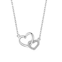 ราคา Wedding Party Jewelry Stainless Steel Pendant Necklace Heart Pendant Necklace Silver Necklace For Women Double Heart Necklace (20424045151)