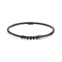 ราคา สร้อยคอโชคเกอร์สำหรับผู้ชายสร้อยคอหนังถักหินลาวาเครื่องประดับผู้ชาย Boho ฮิปปี้สร้อยคอ Surf ก้านปักน้ำมันหอมระเหยสีดำ (20306862869)
