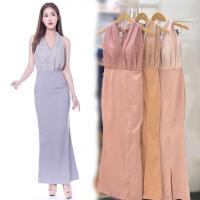 ราคา NEW เดรสยาว ชุดเดรสออกงาน ชุดออกงาน คล้องคอ เดรสยาว หรู (18568563187)