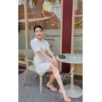 ราคา ส่งเร็ว งานตัดน่ารักๆค่า เดรสลูกไม้ปักฉลุทรงน่ารัก มาพร้อมเข็มขัดเข้าชุด ทรงคอปกเชิ้ต กระดุมผ่าหน้า แขนตุ๊กตุ๊กตาหวานๆ ต่อชายระบายนิดๆ ลุคคุณหนูหน่อยๆ งานมีซับในตัวนะคะ Size M อก 36 สะโพก 37 ยาว 32 L 