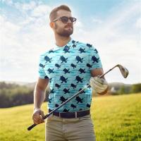 ราคา Europe and America mens clothing 2022 summer new 3D printing leisure sports golf short sleeved polo shirt lapel top (20529013476)