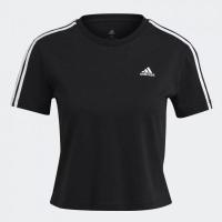ราคา Adidas เสื้อครอปผู้หญิง Essentials Loose 3 Stripes Cropped Tee Black White GL0777 (19145652157)