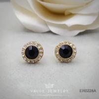 ราคา Value Jewelry ER0228 กว้าง1cmยาว1cm ต่างหู ตุ้มหู แฟชั่น ราคาส่ง เพชร CZ คริสตัล สีดำ (11062816646)