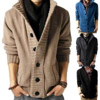 ราคา ผู้ชายปุ่มลงแขนยาวถักเสื้อคลุมคาร์ดิแกนเสื้อกันหนาวถักไหมพรมเสื้อถัก (6416670151)