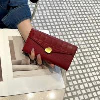 ราคา หนังจระเข้ลายนูนหนังวัวแบบยาวสามพับกระเป๋าสตางค์หนังแท้สำหรับผู้หญิงคลิปเงินแบบหนีบหนังแท้ (20509399619)