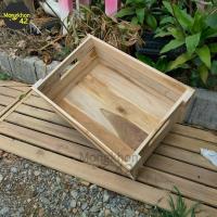 ราคา ลังไม้สัก ลังใส่ของไม้สัก 45 30 สูง 16 ซม ลังใส่ผลไม้ ตะกร้าไม้สัก งานยังไม่ทำสี (18219131843)