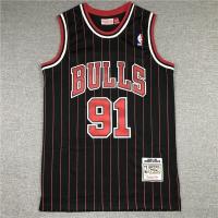 ราคา NBA Jersey Chicago Bulls No 91 Rodman Rodman Jersey Sports Jersey 95 96 Mesh Printing Stripe black (19784426280)
