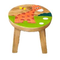 ราคา เก้าอี้ไม้ เก้าอี้เด็ก เก้าอี้กลม เก้าอี้ลายการ์ตูนยีราฟ หน้ากว้าง 10 นิ้ว สีสันสวยงาม แข็งแรง (17388998478)