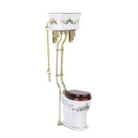 ราคา Vintage Victorian style bathroom porcelain toilet doll house miniature white gold (18657560499)