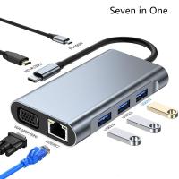 ราคา 7 in 1 USB 3 0 Hub For Laptop Adapter PC PD Charge 7 Ports Dock Station HDMI TFSD Card Notebook Type C Splitter (14061103993)