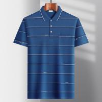 ราคา เสื้อยืดคอปกแขนสั้นวัยกลางคน Kaus Polo Garis หลวมครึ่งแขนบางสำหรับคนวัยกลางคนและผู้สูงอายุ (21014119468)