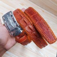 ราคา เข็มขัดหนังจระเข้ รุ่นกระดูกเดียว ถักขอบอย่างละเอียด ตลอดเส้น หัวเข็มขัด เป็นระบบออโต้ล็อก เข็มขัดหนังจระเข้แท้ สีแทน ใช่นานใช่ทน (17347139266)