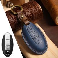 ราคา Car Key Case Cover Fob Holder Leather Pouch Keychain Accessories for Nissan Sylphy Bluebird Qashqai Tiida X Trail Bluebird Shell (16241708842)