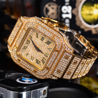 ราคา Watches for Men Luxury Fashion Hiphop Iced Out Watch Sliver Gold Rhinestone Quartz Wristwatch Relogio Masculino Gifts Men Watch (11646011915)