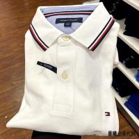 ราคา Tommy hilfiger short sleeved POLO shirt mens solid color lapel T shirt half sleeved piqué cotton authentic (20379413924)