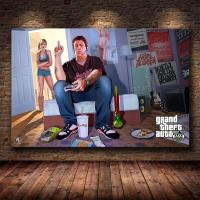 ราคา Klassisk Grand Theft Auto V เกม Art Wall โปสเตอร์ GTA 5ภาพวาดผ้าใบพิมพ์ Stue Soverom Volkveggmaleri Cuadros ใหม่ (19995815975)
