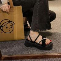 ราคา LYSBAG ส่งจากไทย ฤดูร้อนใหม่สไตล์นางฟ้ามุกสองใส่รองเท้าแตะสไตล์ชาแนลแพลตฟอร์ม (19541262003)