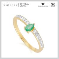 ราคา Gemondo แหวนทองคำ 9K ประดับมรกต Emerald ทรงหยดน้ำ บ่าข้างเพชร ดีไซน์คลาสสิก แหวนพลอยแท้ แหวนมรกต แหวนพลอยเขียว (18977144269)