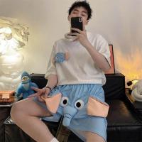 ราคา Sleepwears Summer Pajamas Womens Quirky Cute Elephant Suit Couple Short sleeved Pajama Sets Two piece Set Casual Homewear (19851924730)